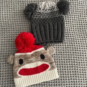 Baby winter hats knitted beanies bundle 6-9 months